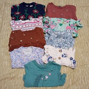 Bundle Of 9 Baby Girl Tops Size 3M Or 3-6M Various Brands